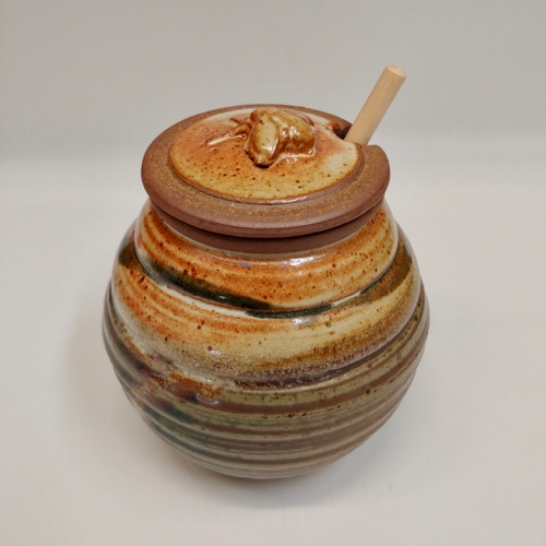 Click to view detail for #221157 Honey Pot with Dip Stick Rust/Grn/Blk $16